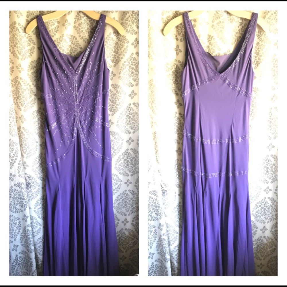 Alex Evenings Purple Beaded Full Formal Gown